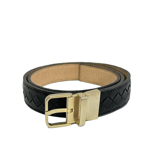 【中古】BOTTEGA VENETA(ボッテガヴェネタ) ベルト 黒×ゴールド レザー 【中古】BOTTEGA VENETA(ボッテガヴェネタ) ベルト 黒×ゴールド レザー