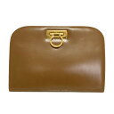 【中古】FERRAGAMO/SalvatoreFerragamo(サルバトーレフェラガモ) ガンチーニ クラッチバッグ ブラウン レザー