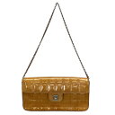 【中古】CHANEL(シャネル) チョコバー ショルダーバッグ シルバー金具/チェーンショルダー/ストラップ着脱可 オレンジ レザー