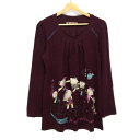 【中古】ALBEROBELLO/OLLEBOREBLA(アルベロベロ/オレボレブラ) ワンピース 長袖/ミニ/ブタ/ビーズ パープル(ワイン)×ピンク×マルチ(4)