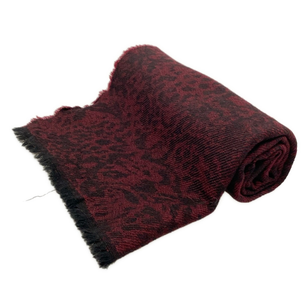 【中古】LANVIN(ランバン) マフラー ボルドー×黒 ウール