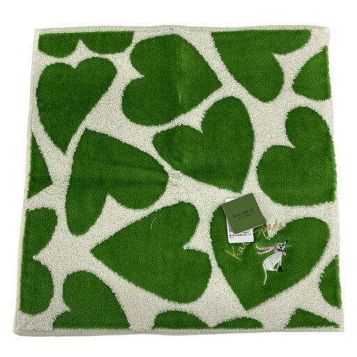 【中古】Kate spade(ケイトスペード) 小物 ハンドタオル/リボン/ハート グリーン×白 コットン 【中古】Kate spade(ケイトスペード) 小物 ハンドタオル/リボン/ハート グリーン×白 コットン
