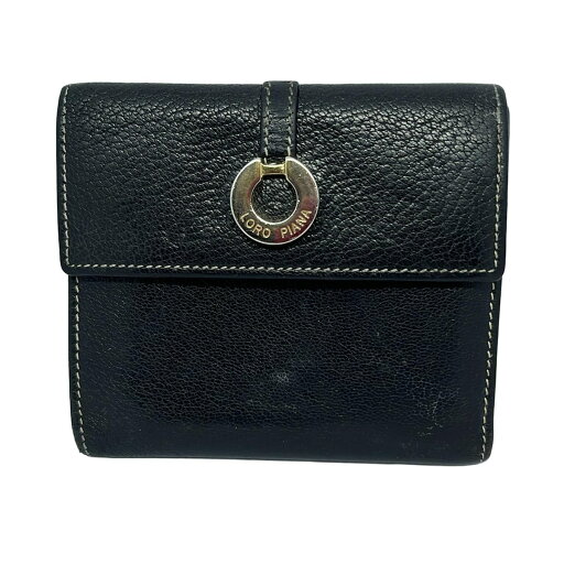 【中古】Loro Piana(ロロピアーナ) 3つ折り財布 黒 レザー 【中古】Loro Piana(ロロピアーナ) 3つ折り財布 黒 レザー