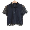 【中古】ANNA SUI(アナスイ) 半袖ポロシャツ レース 黒×白
