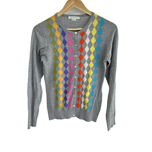 【中古】JOHN SMEDLEY(ジョンスメドレー) カーディガン 長袖 グレー×マルチ 【中古】JOHN SMEDLEY(ジョンスメドレー) カーディガン 長袖 グレー×マルチ
