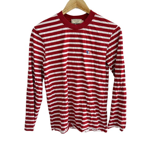 【中古】MAISON KITSUNE(メゾンキツネ) 長袖Tシャツ ボーダー レッド×白 【中古】MAISON KITSUNE(メゾンキツネ) 長袖Tシャツ ボーダー レッド×白