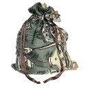 【中古】manipuri(マニプリ) ポーチ 巾着型 ダークグリーン×アイボリー×マルチ(4)