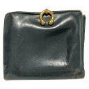 【中古】GUCCI(グッチ) 2つ折り財布 ダークグリーン レザー