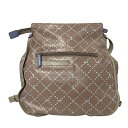 【中古】PELLE BORSA(ペレボルサ) リュックサック 2way ピンクベージュ×グレーベージュ×ライトブルー レザー(4)
