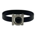 【中古】FERRAGAMO/SalvatoreFerragamo(サルバトーレフェラガモ) バングル ガンチーニ 黒×シルバー レザー
