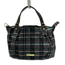 【中古】russet(ラシット) ハンドバッグ チェック柄 黒×ダークグリーン×マルチ レザー(4)