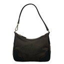 【中古】PRADA(プラダ) ロゴジャガード ショルダーバッグ ダークブラウン×黒 レザー