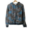 【中古】KENZO(ケンゾー) パーカー 長袖/迷彩柄/ジップアップ グレー×ブルーグリーン×ダークブラウン