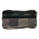 【中古】LESPORTSAC(レスポートサック) ウエストポーチ 千鳥格子柄 黒×ベージュ×グレー