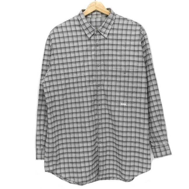 【中古】Papas(パパス) 長袖シャツ チェック柄 ライトグレー×ライトパープル×ダークグレー