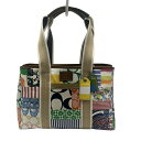 【中古】COACH(コーチ) ハンプトンズ ウィークエンド パッチワーク トート トートバッグ 白×ベージュ×マルチ