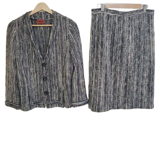 【中古】MISSONI(ミッソーニ) スカートスーツ 黒×ライトピンク×ライトグリーン 【中古】MISSONI(ミッソーニ) スカートスーツ 黒×ライトピンク×ライトグリーン