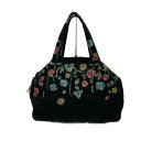 【中古】ThinkBee(シンクビー) ハンドバッグ 花柄 黒×マルチ(4)