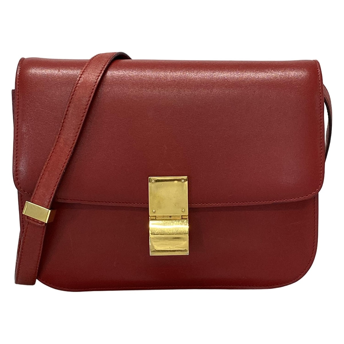 【中古】CELINE(セリーヌ) クラシック ミディアム ショルダーバッグ レッド レザー
