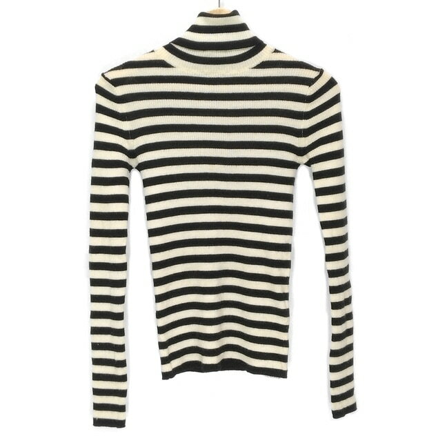 【中古】TSURU BY MARIKO OIKAWA(ツルバイマリコオイカワ) 長袖セーター タートルネック/ボーダー 黒×..