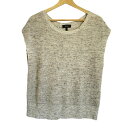【中古】theory(セオリー) ノースリーブセーター クルーネック グレーベージュ×ダークブラウン×ブルー(4)
