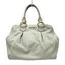 【中古】miumiu(ミュウミュウ) トートバッグ ライトグレー レザー