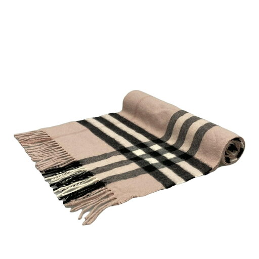 【中古】BURBERRY LONDON ENGLAND(バーバリーロンドンイングランド) マフラー チェック柄 ライトピンク×黒×マルチ カシミヤ 【中古】BURBERRY LONDON ENGLAND(バーバリーロンドンイングランド) マフラー チェック柄 ライトピンク×黒×マルチ カシミヤ