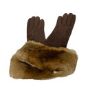 【中古】FENDI(フェンディ) 手袋 ダークブラウン×ベージュ ファー