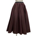 【中古】miumiu(ミュウミュウ) ロングスカート マキシ丈/ストライプ 黒×レッド コットン、コットン