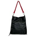 【中古】Desigual(デシグアル) ショルダーバッグ 編み込みショルダー 黒×ピンク