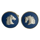 【中古】WEDG WOOD(ウェッジウッド) ジャスパー カフス 馬 ゴールド×ブルー×白
