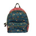 【中古】COACH(コーチ) リュックサック レッド×ブルー×マルチ レザー