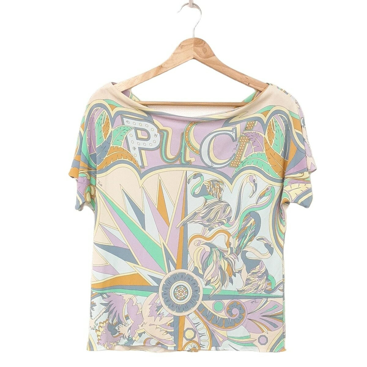 【中古】EMILIO PUCCI(PUCCI)(エミリオプッチ) 半袖カットソー ライトパープル×ライトイエロー×マルチのサムネイル