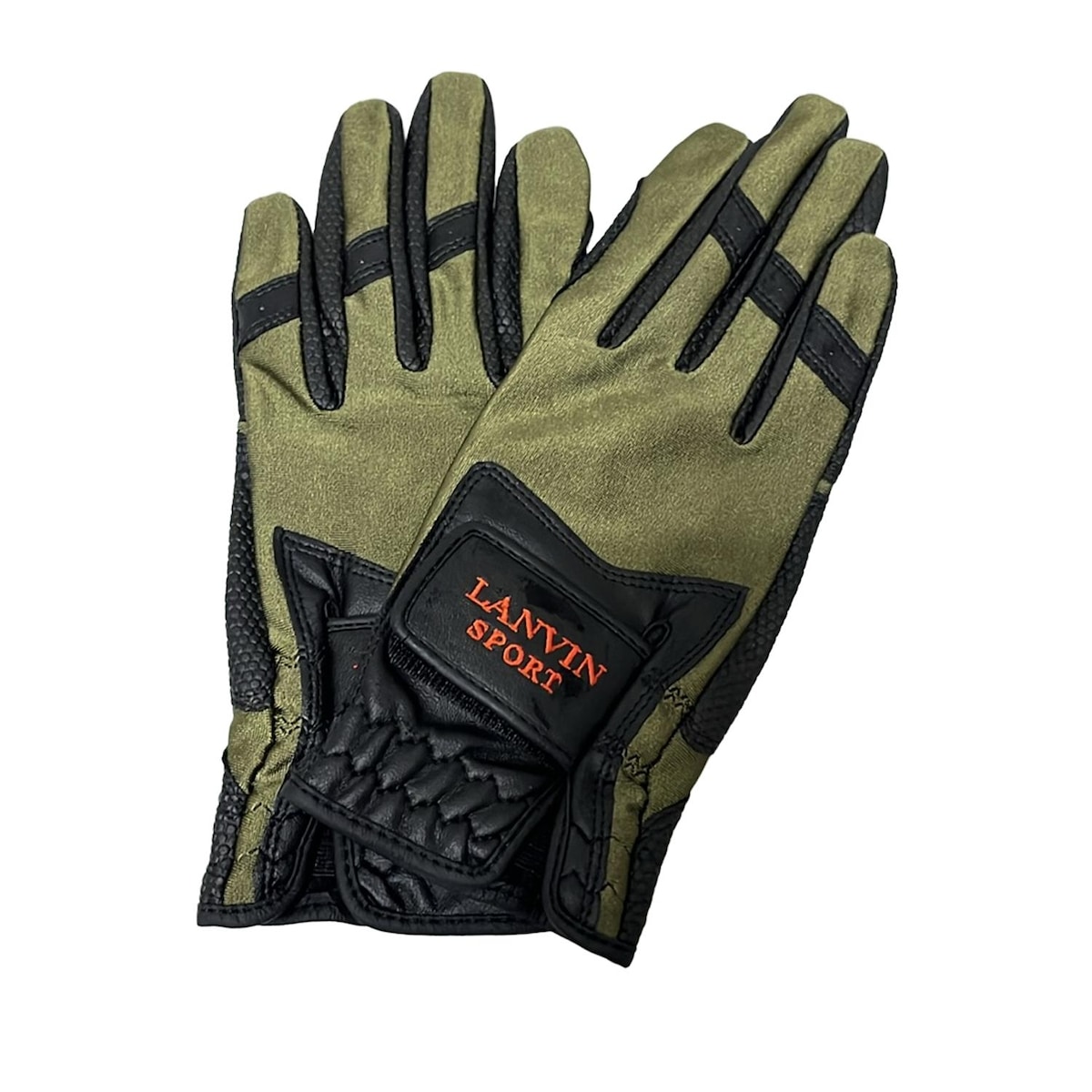 【中古】LANVIN SPORT(ランバンスポーツ) 手袋 ゴルフグローブ カーキ×黒