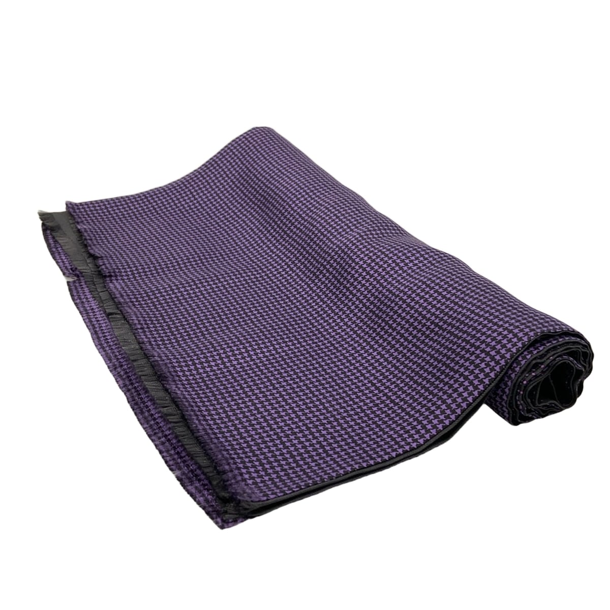 【中古】DAKS(ダックス) マフラー 千鳥格子柄/ドット柄 パープル×黒×ダークグレー シルク