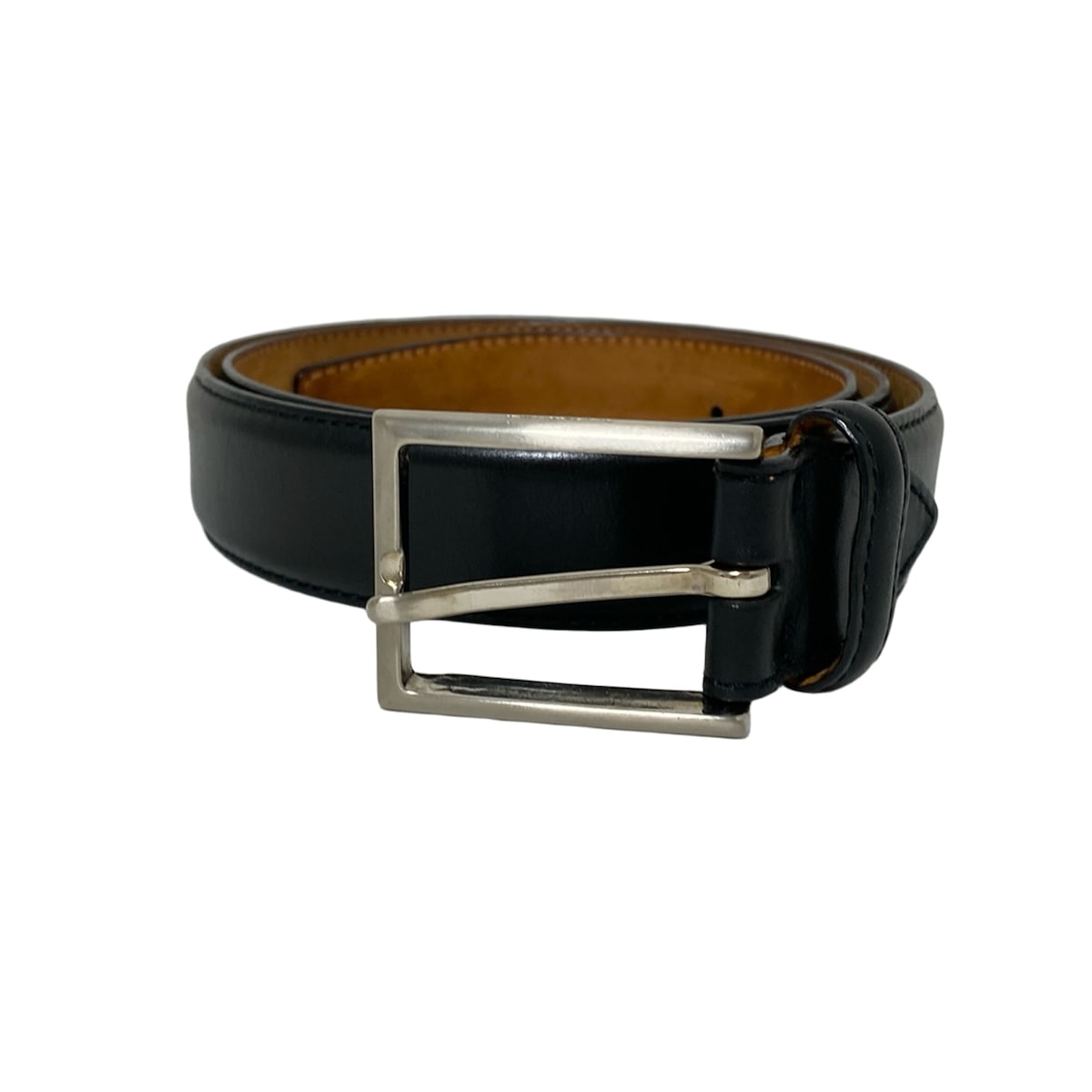 【中古】Ermenegildo Zegna(エルメネジルド ゼニア) ベルト 黒×シルバー レザー
