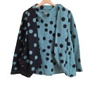 【新着】【中古】慈雨(ジウ/センソユニコ) 長袖セーター ハイネック/ドット柄/変形デザイン ブルーグリーン×黒