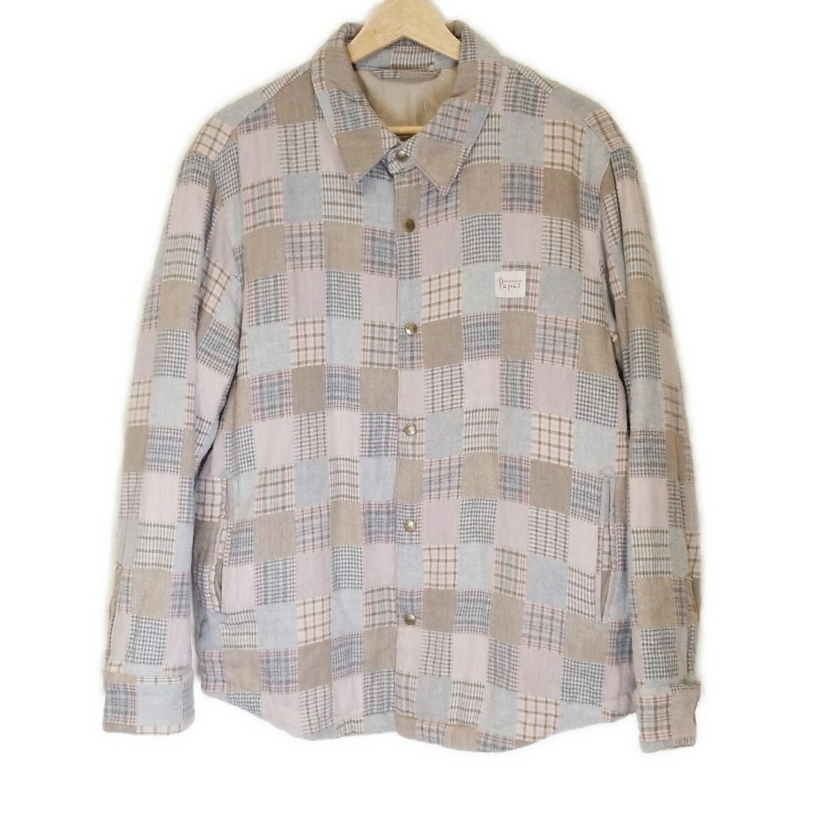 【中古】Papas(パパス) ブルゾン 長袖/中綿/秋/冬 ライトグレー×ライトピンク×マルチ