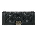 【中古】CHANEL(シャネル) ボーイシャネル クラッチバッグ フラップバッグ/ヴィンテージシルバー金具/スタッズ 黒