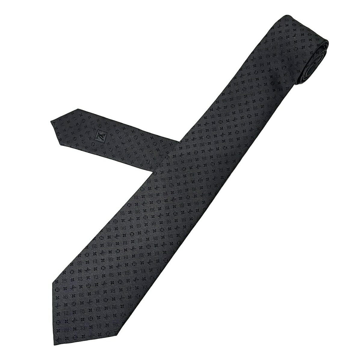【中古】LOUIS VUITTON(ルイヴィトン) ネクタイ・ネオ モノグラミッシム 8CM ネクタイ モノグラム柄 グレー