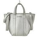 【中古】BALENCIAGA(バレンシアガ) エブリデイ XS ノース サウス トートバッグ シルバー レザー(4)
