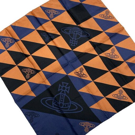 【中古】VivienneWestwood(ヴィヴィアンウエストウッド) スカーフ オーブ ライトブラウン×ダークネイビー×黒 【中古】VivienneWestwood(ヴィヴィアンウエストウッド) スカーフ オーブ ライトブラウン×ダークネイビー×黒