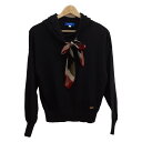 【中古】BLUE LABEL CRESTBRIDGE(ブルーレーベルクレストブリッジ) パーカー リボン/ニット 黒×ボルドー×マルチ