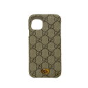 【中古】GUCCI(グッチ) オフィディア 携帯電話ケース iPhoneケース/iPhone11 ベージュ×ダークブラウン
