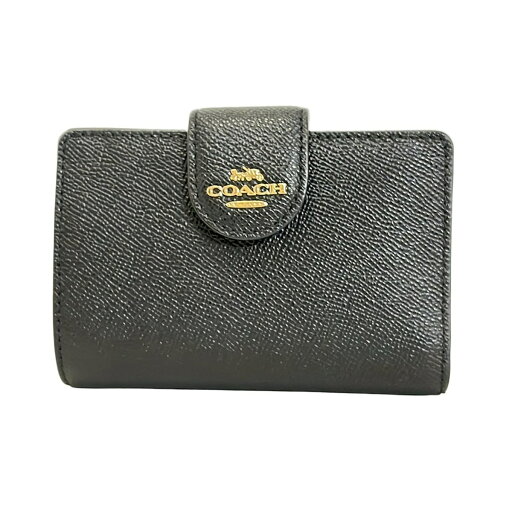 【中古】COACH(コーチ) ミディアム コーナー ジップ ウォレット 2つ折り財布 黒 レザー 【中古】COACH(コーチ) ミディアム コーナー ジップ ウォレット 2つ折り財布 黒 レザー