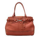 【中古】COACH(コーチ) ハンプトンズペブルドレザーキャリーオール ハンドバッグ コーラルピンク レザー