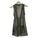 【中古】MISSONI(ミッソーニ) ベスト ニット 黒×ライトピンク×ライトグリーン