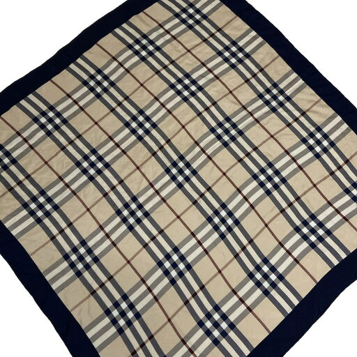【中古】Burberry LONDON(バーバリーロンドン) スカーフ チェック柄 ベージュ×ネイビー×マルチ 【中古】Burberry LONDON(バーバリーロンドン) スカーフ チェック柄 ベージュ×ネイビー×マルチ