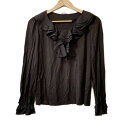 【中古】TO BE CHIC(トゥービーシック) 長袖カットソー クルーネック/フリル ダークブラウン(4)