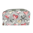 【中古】LESPORTSAC(レスポートサック) ポーチ ハート グレー×ピンク×ベージュ